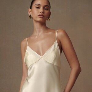 NWT - Evelyn Iridescent Satin Maxi Dress - Lemon Sorbet - Size Small